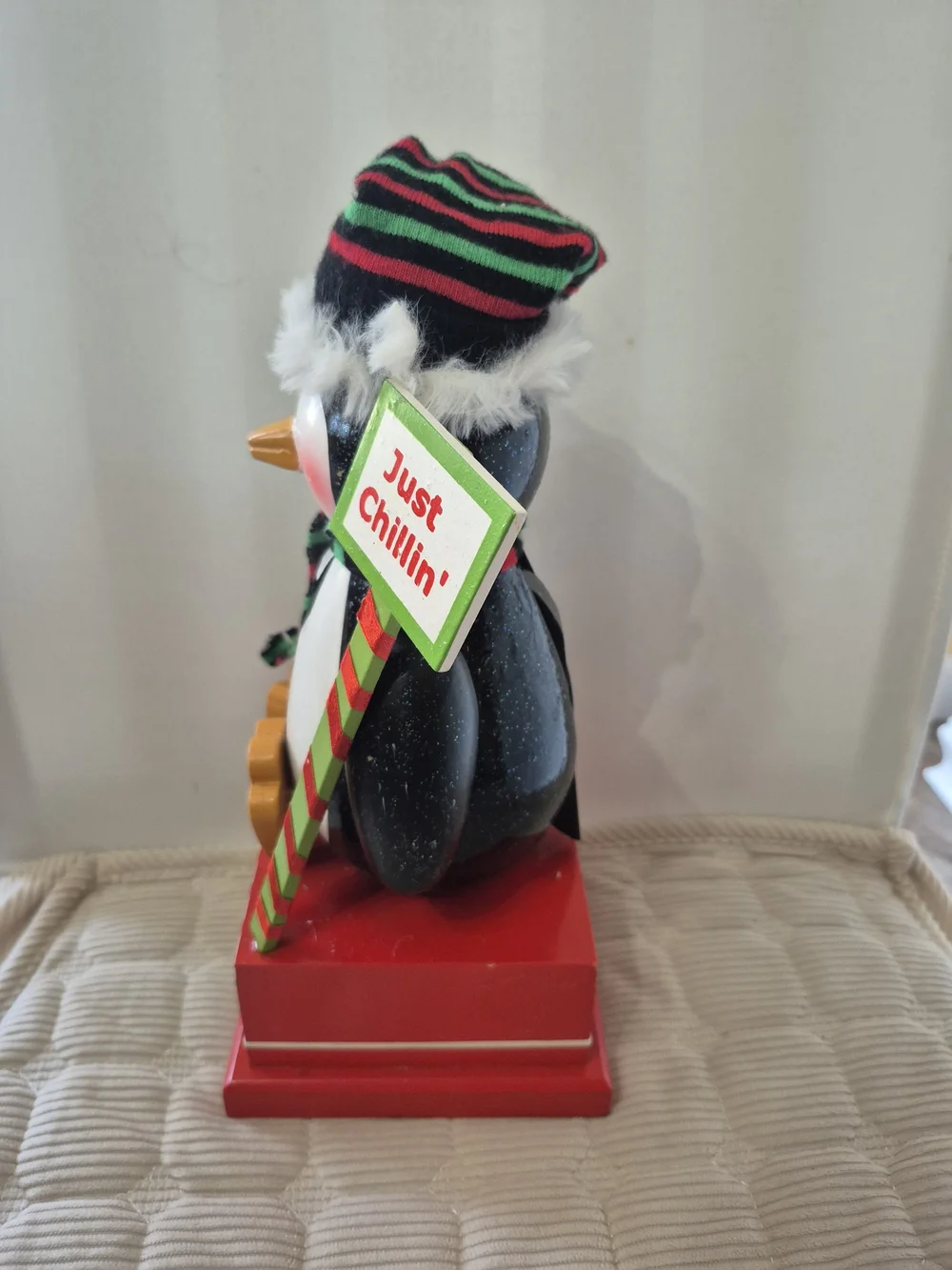 Festive Penguin Countdown Nutcracker  - Red, Black, Green